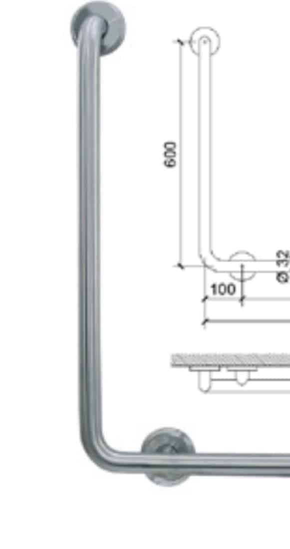 Barra fija Inox 90º 60 x 60 satinado