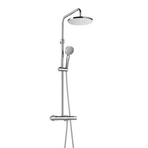 Columna de ducha termostática telescópica Roca Even-T Round cromada