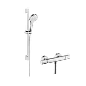 Conjunto de ducha Hansgrohe Select S Vario Ecostat Comfort Combi cromado y blanco