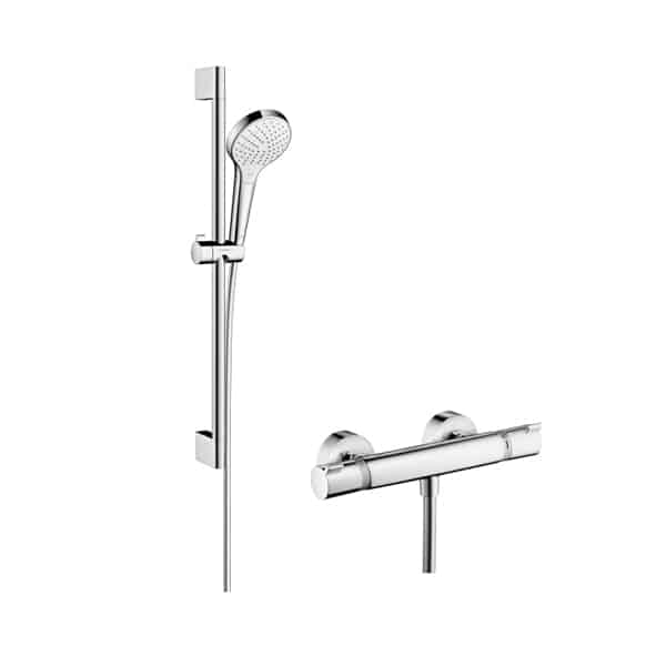 Conjunto de ducha Hansgrohe Select S Vario Ecostat Comfort Combi cromado y blanco