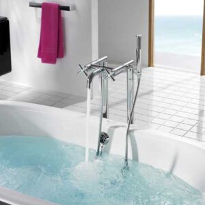 Grifo bimando de bañera Roca Loft cromado