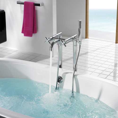 Grifo bimando de bañera Roca Loft cromado
