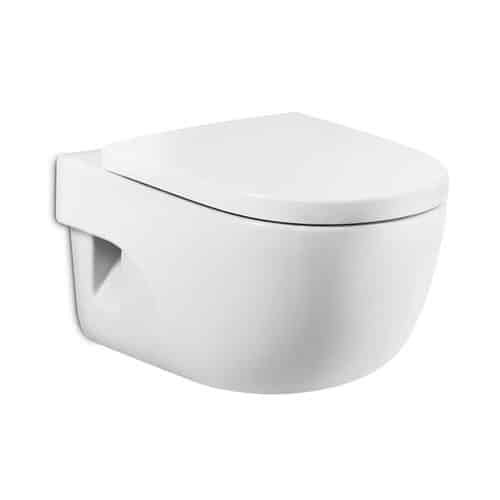 Inodoro suspendido compacto Roca Meridian rimless 48 cm blanco