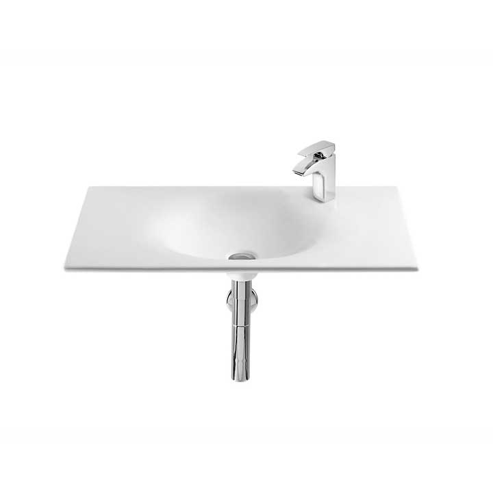 Lavabo mural o sobre mueble Roca Kalahari 65 x 45 cm blanco, orificio derecho