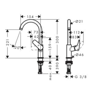 Monomando de lavabo Hansgrohe Logis 210